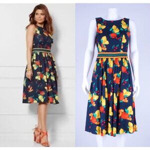 NWT Eva Mendes for New York & Company Julianne Fruit Dress- Navy